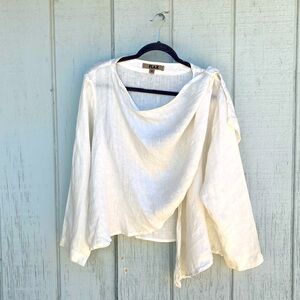 Y2K FLAX Textured Weave Linen Cardigan Jacket with Drape Closure